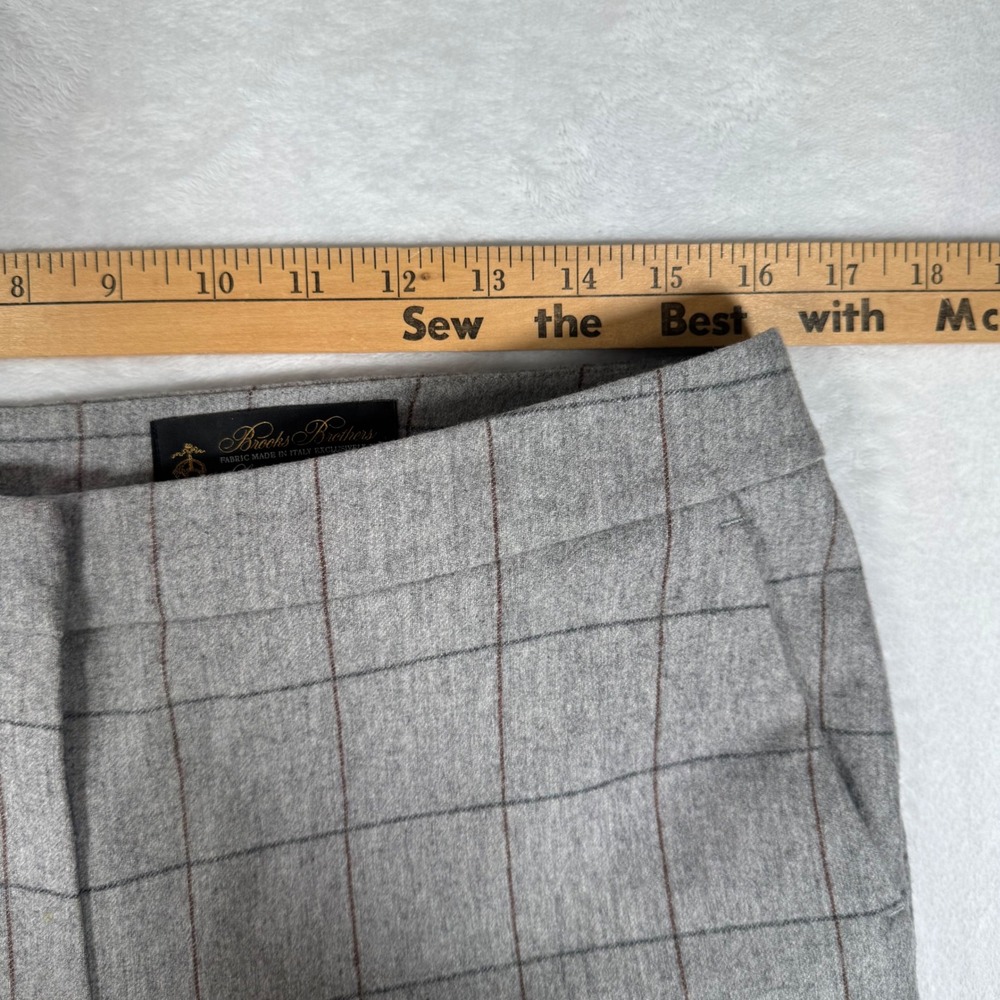 Brooks Brothers Womens 8 Trousers Grey Windowpane Wool Cashmere Wide Leg 42346 - Picture 7 of 12